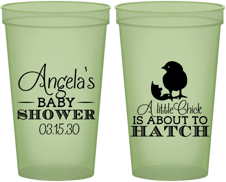 Custom Baby Shower 22 oz Glow In The Dark Cups - Chick About To Hatch | 90199