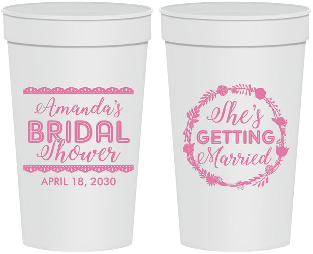 Personalized Bridal Shower 32 oz Stadium Cups - She's Getting Married | 100003