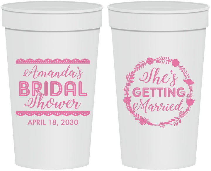 Personalized Bridal Shower 32 oz Stadium Cups - She's Getting Married | 100003