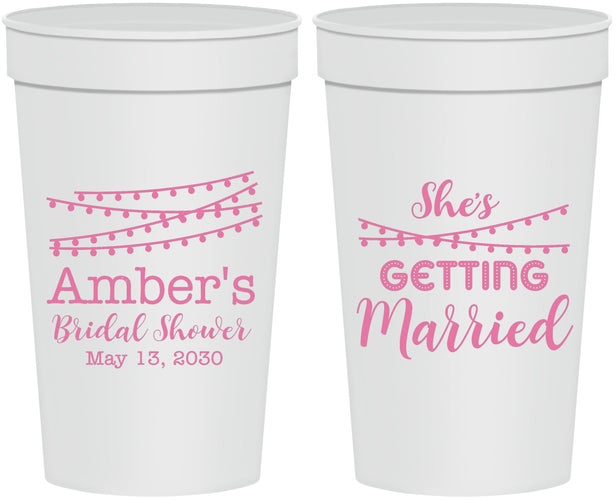 Personalized Bridal Shower 32 oz Stadium Cups - She's Getting Married | 100008