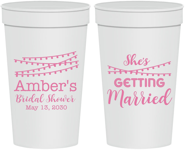Personalized Bridal Shower 32 oz Stadium Cups - She's Getting Married | 100008