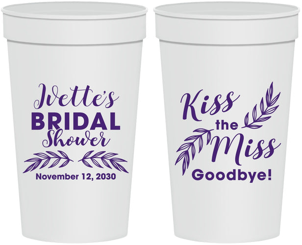 Personalized Bridal Shower 32 oz Stadium Cups - Kiss The Miss Goodbye | 100010