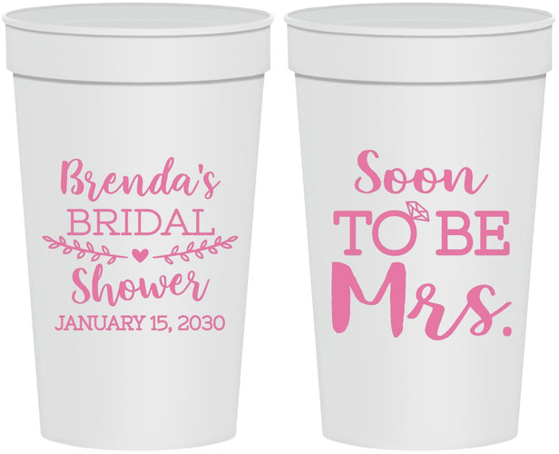 Personalized Bridal Shower 32 oz Stadium Cups - Soon To Be Mrs | 100013