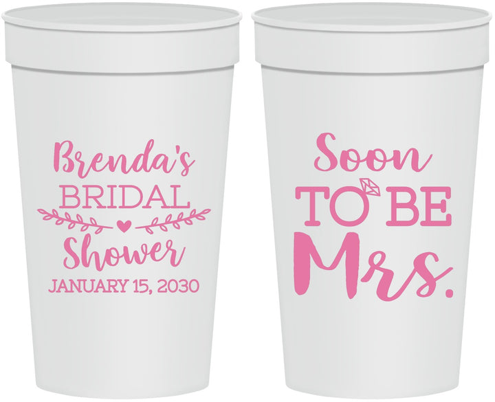 Personalized Bridal Shower 32 oz Stadium Cups - Soon To Be Mrs | 100013
