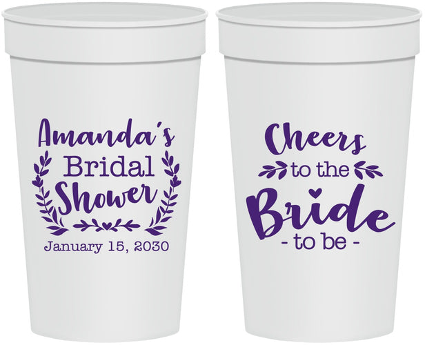 Personalized Bridal Shower 32 oz Stadium Cups - Cheers To The Bride | 100014