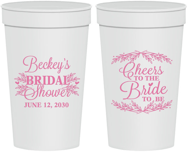 Personalized Bridal Shower 32 oz Stadium Cups - Cheers To The Bride | 100019