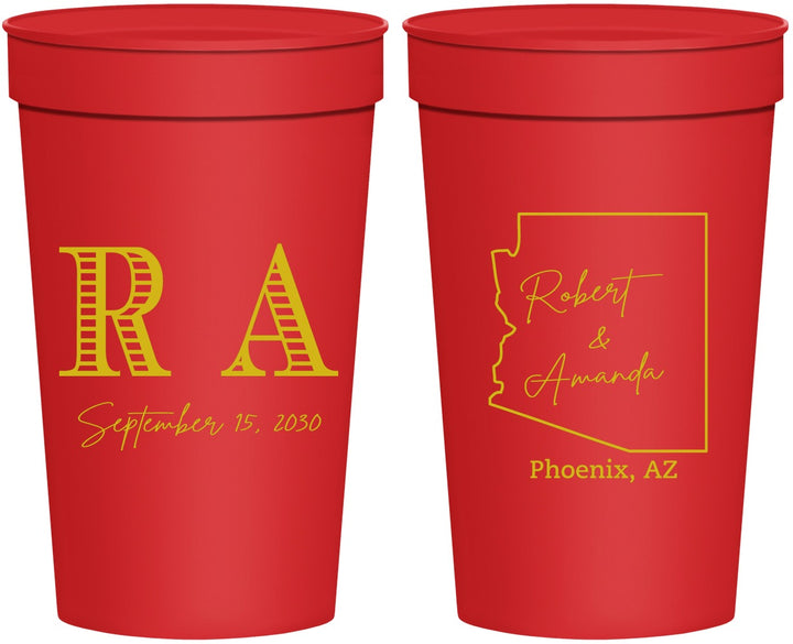 Personalized Wedding 32 oz Stadium Cups - Arizona | 102