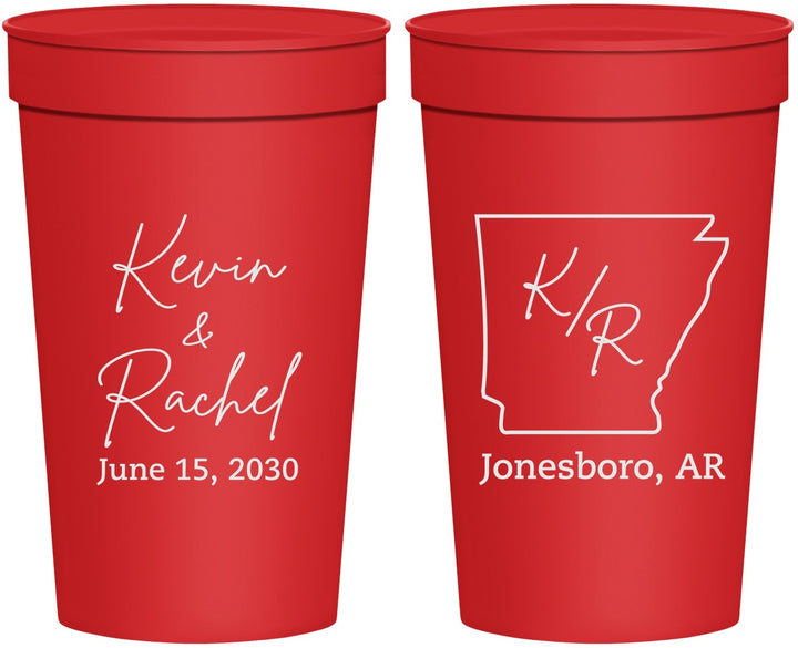 Personalized Wedding 32 oz Stadium Cups - Arkansas | 103