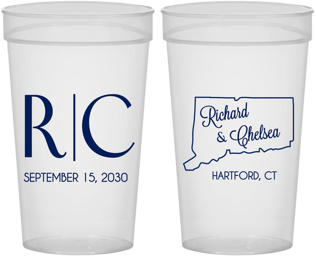 Personalized Wedding 32 oz Stadium Cups - Connecticut | 106
