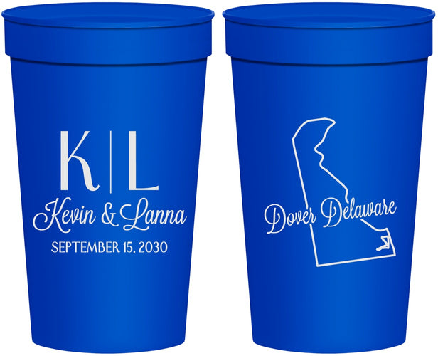 Personalized Wedding 32 oz Stadium Cups - Delaware | 107