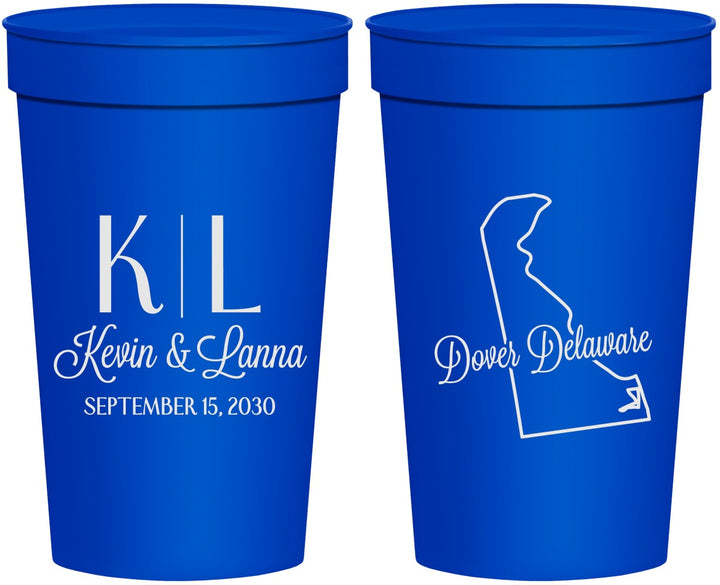 Personalized Wedding 32 oz Stadium Cups - Delaware | 107