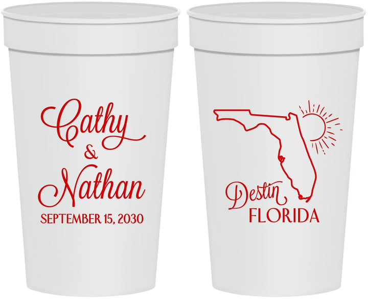 Personalized Wedding 32 oz Stadium Cups - Florida | 108