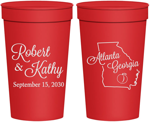 Personalized Wedding 32 oz Stadium Cups - Georgia | 109