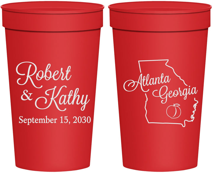 Personalized Wedding 32 oz Stadium Cups - Georgia | 109