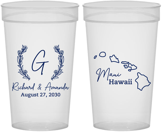 Personalized Wedding 32 oz Stadium Cups - Hawaii | 110