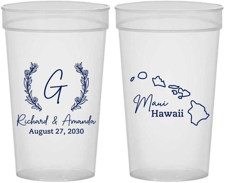 Personalized Wedding 32 oz Stadium Cups - Hawaii | 110