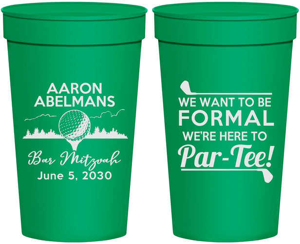 Personalized Bar Mitzvah 32 oz Stadium Cups - 13th Birthday Golf | 110010