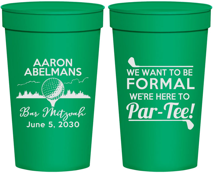 Personalized Bar Mitzvah 32 oz Stadium Cups - 13th Birthday Golf | 110010