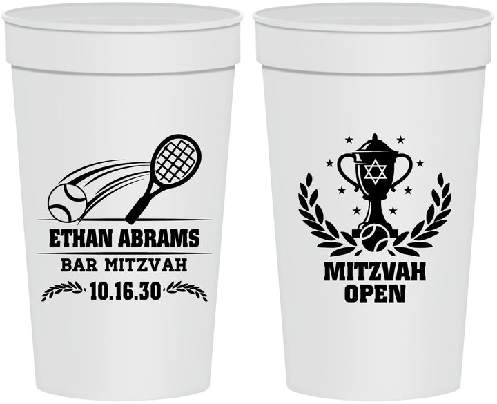 Personalized Bar Mitzvah 32 oz Stadium Cups - 13th Birthday Tennis | 110011