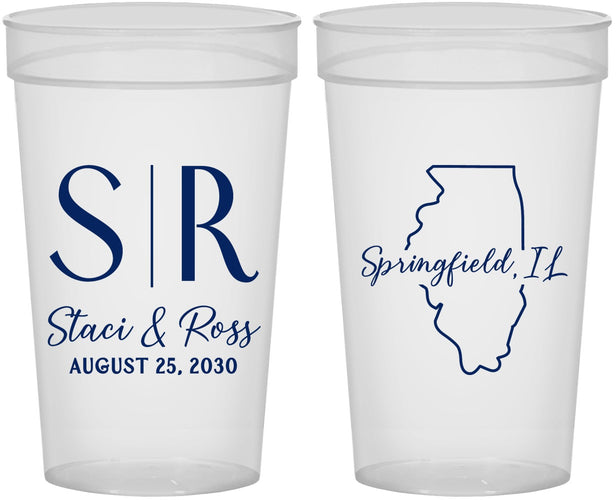Personalized Wedding 32 oz Stadium Cups - Illinois | 112