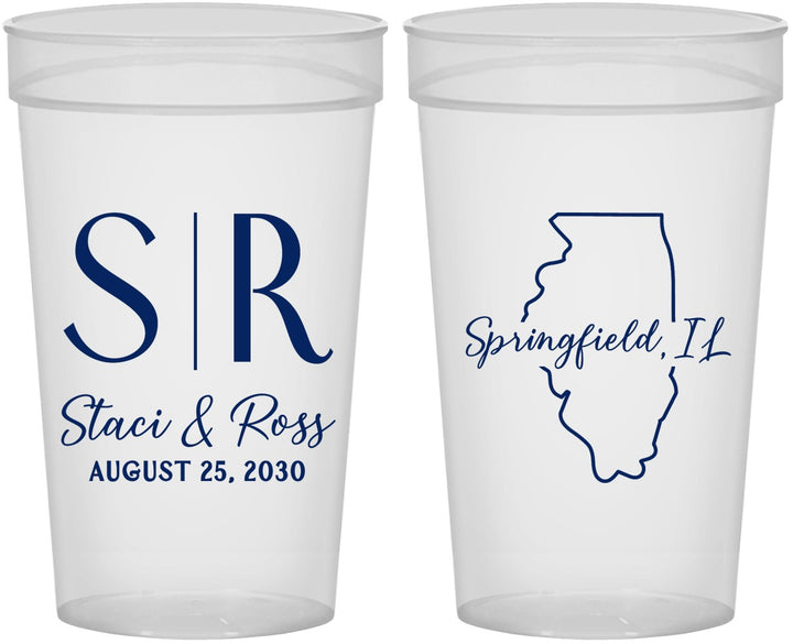 Personalized Wedding 32 oz Stadium Cups - Illinois | 112