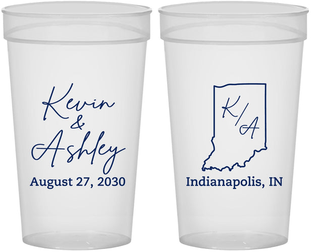 Personalized Wedding 32 oz Stadium Cups - Indiana | 113