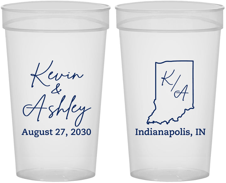 Personalized Wedding 32 oz Stadium Cups - Indiana | 113
