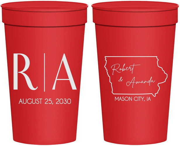 Personalized Wedding 32 oz Stadium Cups - Iowa | 114