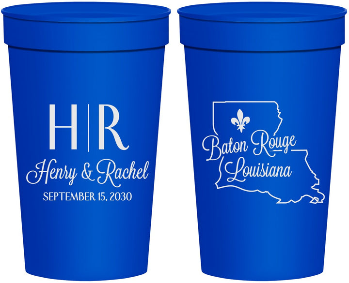Personalized Wedding 32 oz Stadium Cups - Louisiana | 117