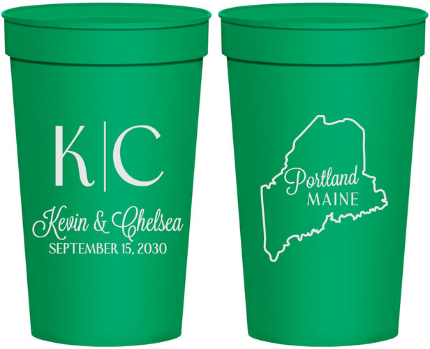 Personalized Wedding 32 oz Stadium Cups - Maine | 118