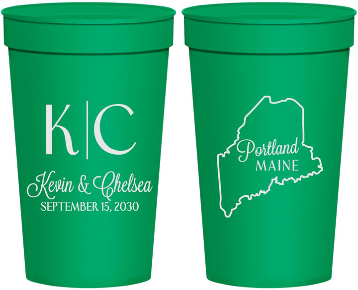 Personalized Wedding 32 oz Stadium Cups - Maine | 118