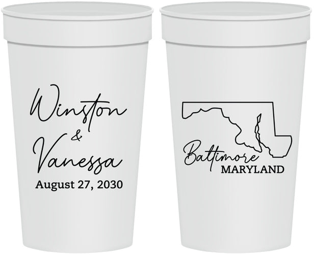 Personalized Wedding 32 oz Stadium Cups - Maryland | 119
