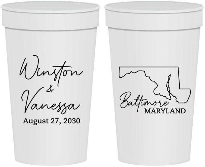 Personalized Wedding 32 oz Stadium Cups - Maryland | 119