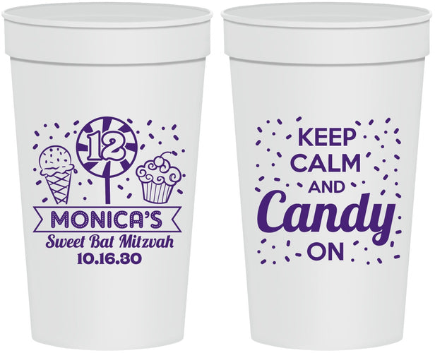 Personalized Bat Mitzvah 32 oz Stadium Cups - 12th Birthday Cupcake | 120001
