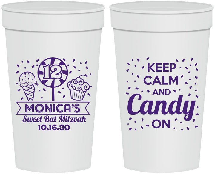 Personalized Bat Mitzvah 32 oz Stadium Cups - 12th Birthday Cupcake | 120001