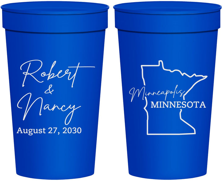 Personalized Wedding 32 oz Stadium Cups - Minnesota | 122