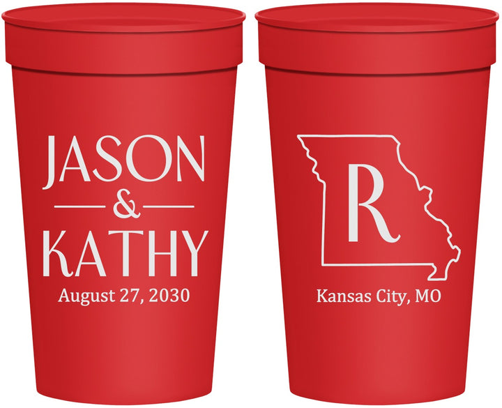 Personalized Wedding 32 oz Stadium Cups - Missouri | 124