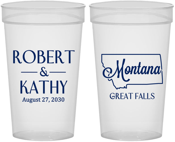 Personalized Wedding 32 oz Stadium Cups - Montana | 125