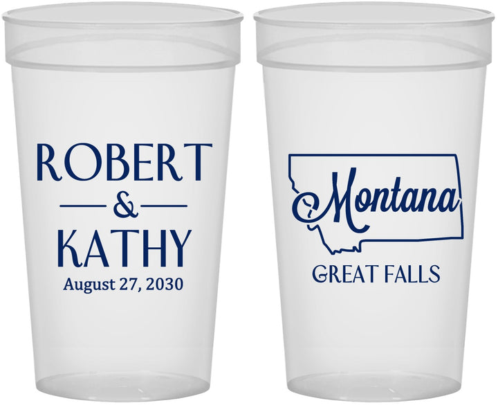 Personalized Wedding 32 oz Stadium Cups - Montana | 125