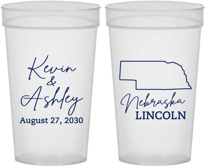 Personalized Wedding 32 oz Stadium Cups - Nebraska | 126