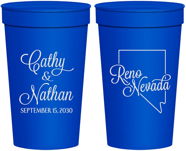 Personalized Wedding 32 oz Stadium Cups - Nevada | 127