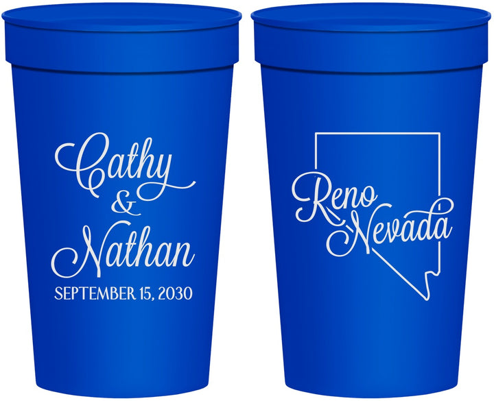 Personalized Wedding 32 oz Stadium Cups - Nevada | 127