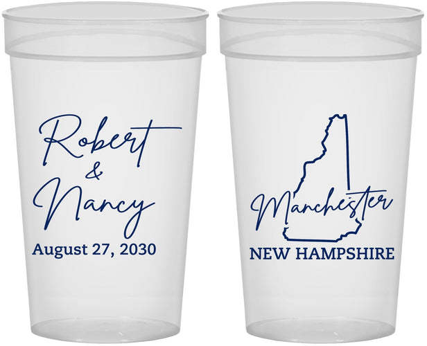 Personalized Wedding 32 oz Stadium Cups - New Hampshire | 128
