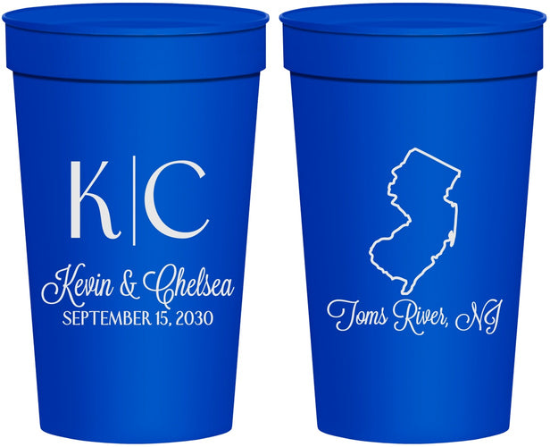 Personalized Wedding 32 oz Stadium Cups - New Jersey | 129