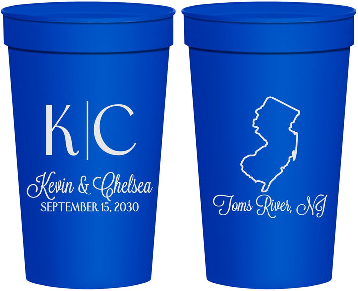 Personalized Wedding 32 oz Stadium Cups - New Jersey | 129