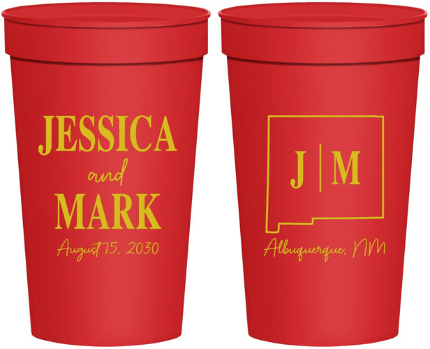 Personalized Wedding 32 oz Stadium Cups - New Mexico | 130