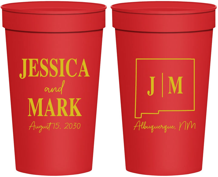 Personalized Wedding 32 oz Stadium Cups - New Mexico | 130