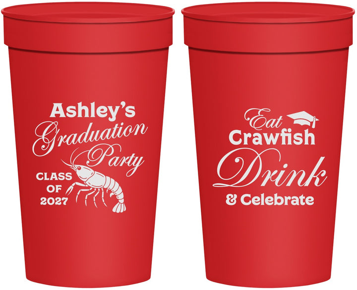 Personalized Graduation 32 oz Stadium Cups - Class Of 2027 Crawfish Boil | 130000