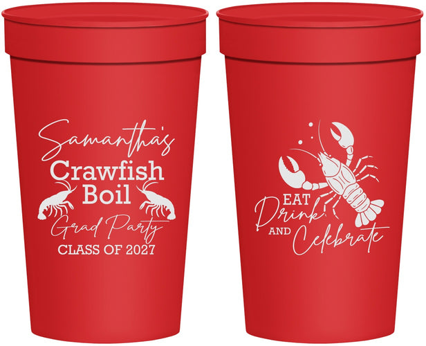 Personalized Graduation 32 oz Stadium Cups - Class Of 2027 Crawfish Boil | 130002