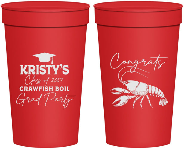 Personalized Graduation 32 oz Stadium Cups - Class Of 2027 Crawfish Boil | 130003